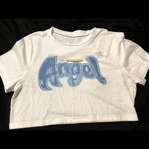 Angel crop top with airbrush type design